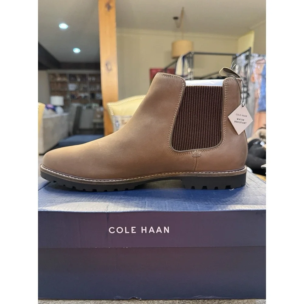 Cole Haan Mens Midland Lug Chelsea Boot Ch Truffle Nubuck Brown Leather Size 11